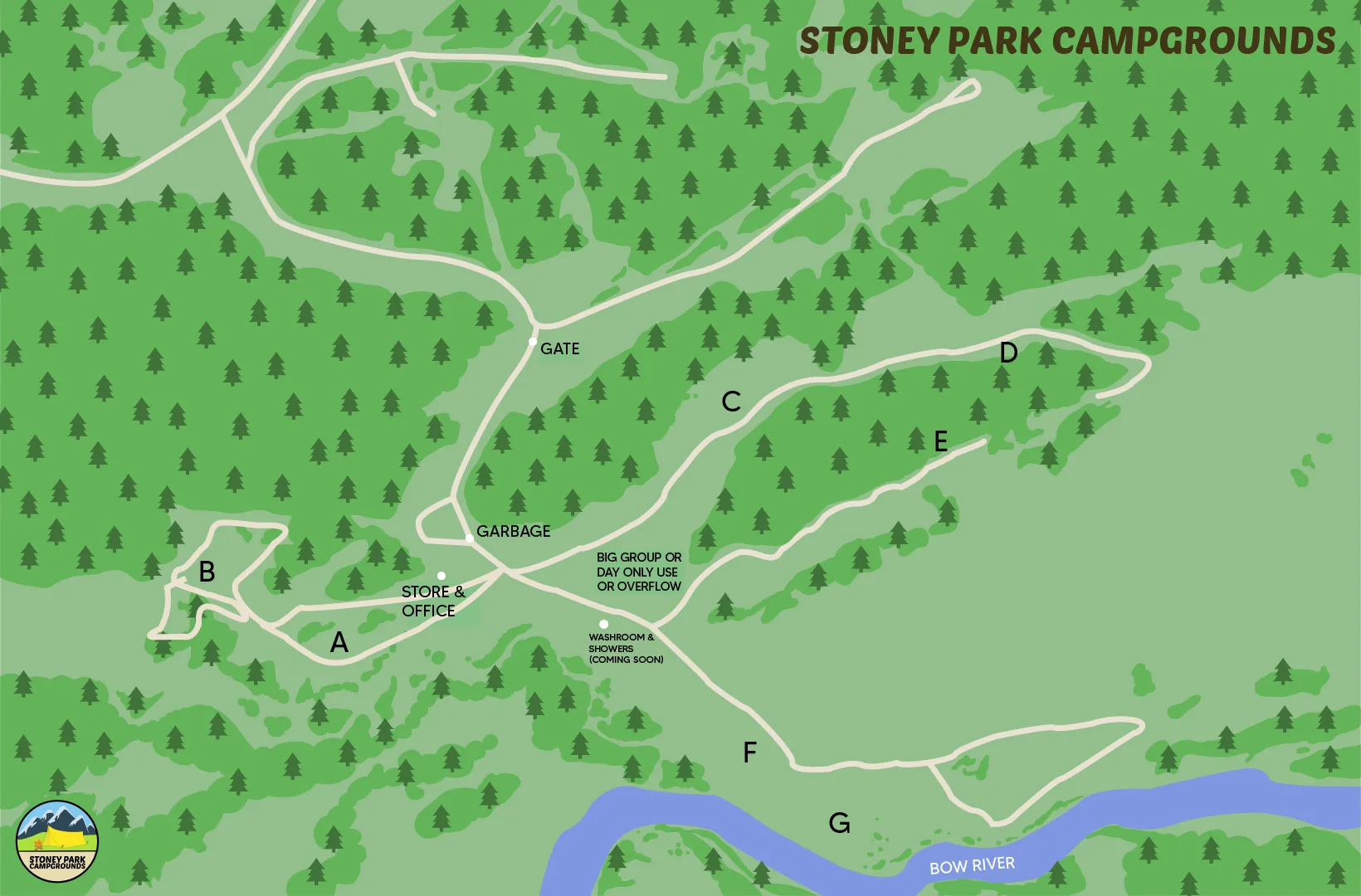 Layout of Stoney Park Campgrounds